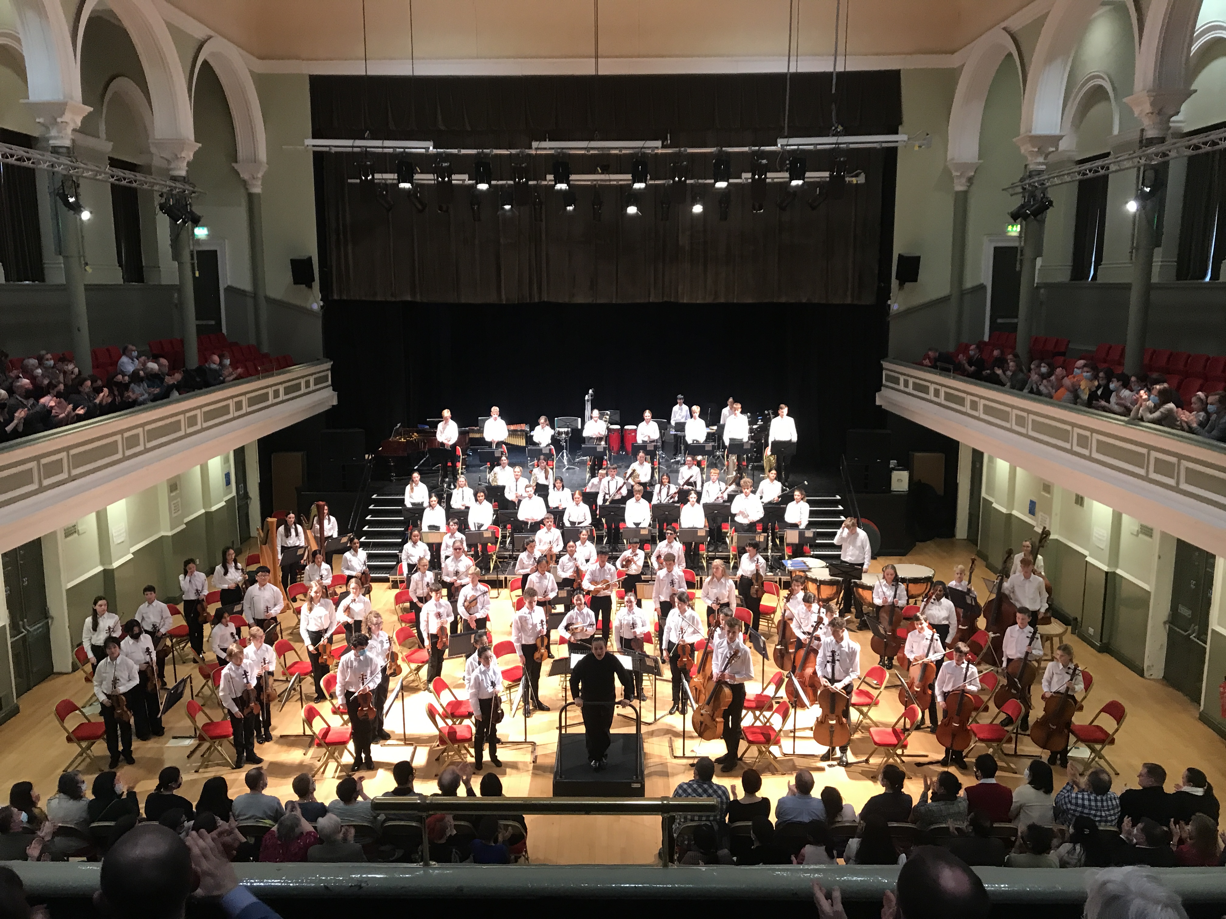 Junior Orchestra on stage at The Albert Halls, Stirling