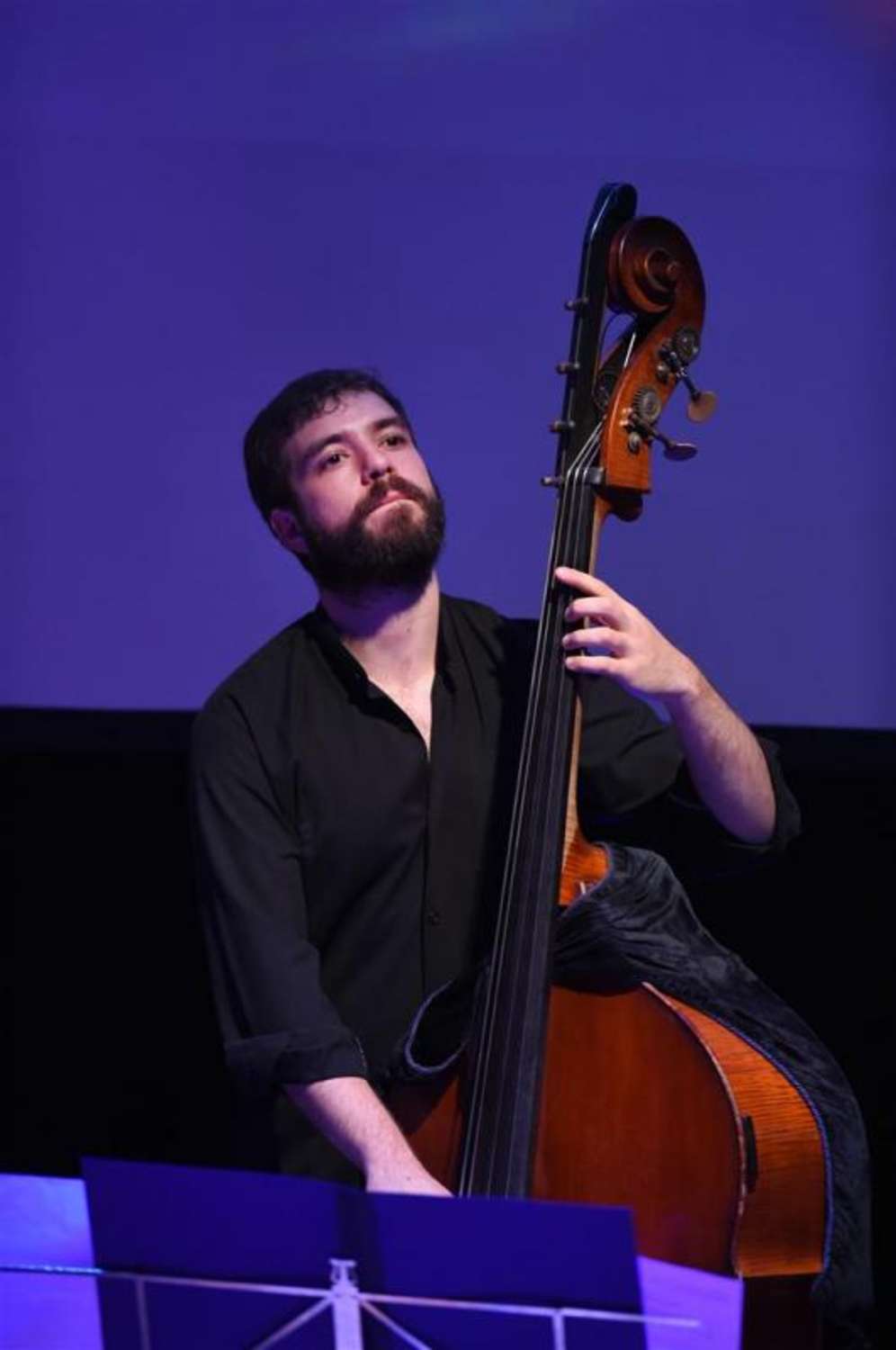 Andy Robb on bass for The Same River Twice at The Tollbooth, August 2014