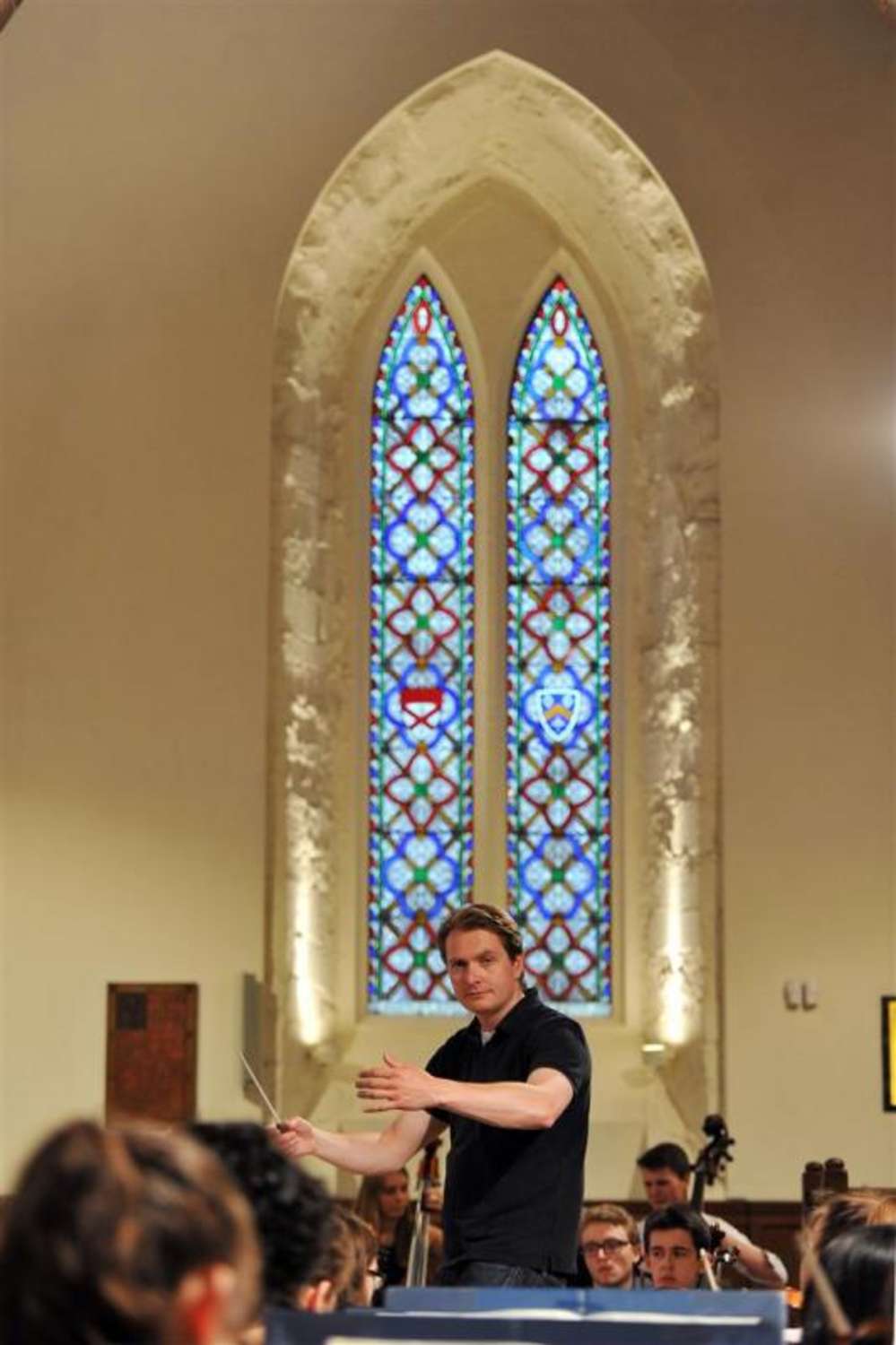 Conductor James Lowe taking final rehearsal at Greyfriars Kirk 2014