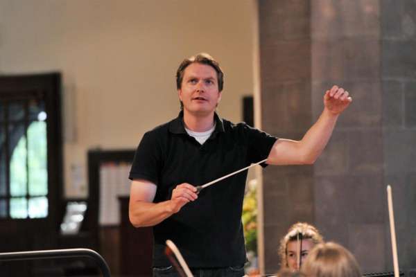 James Lowe with final preparations before the concert at Greyfriars Kirk