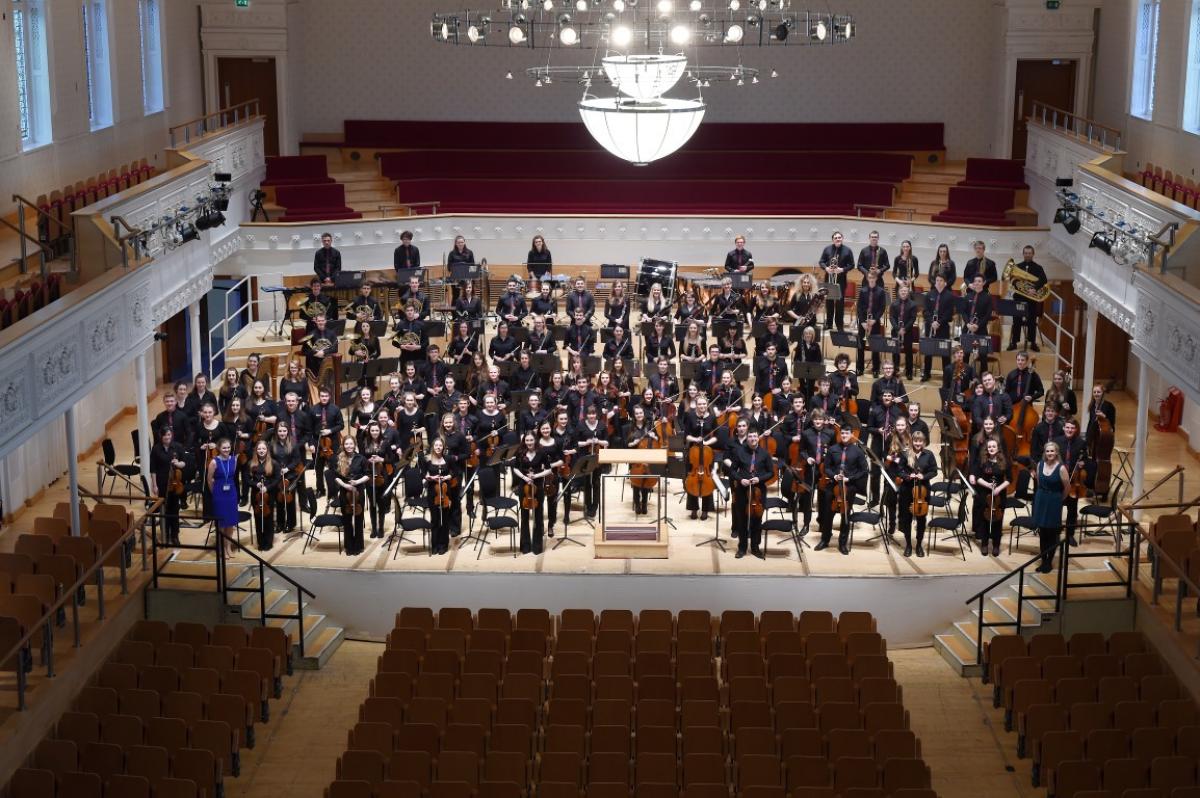 NYOS Symphony Orchestra with course Directors at Glasgow City Halls, April 2015