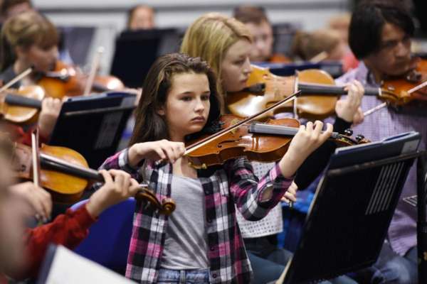 NYOS Junior Orchestra rehearsing at Strathallan School in July 2015