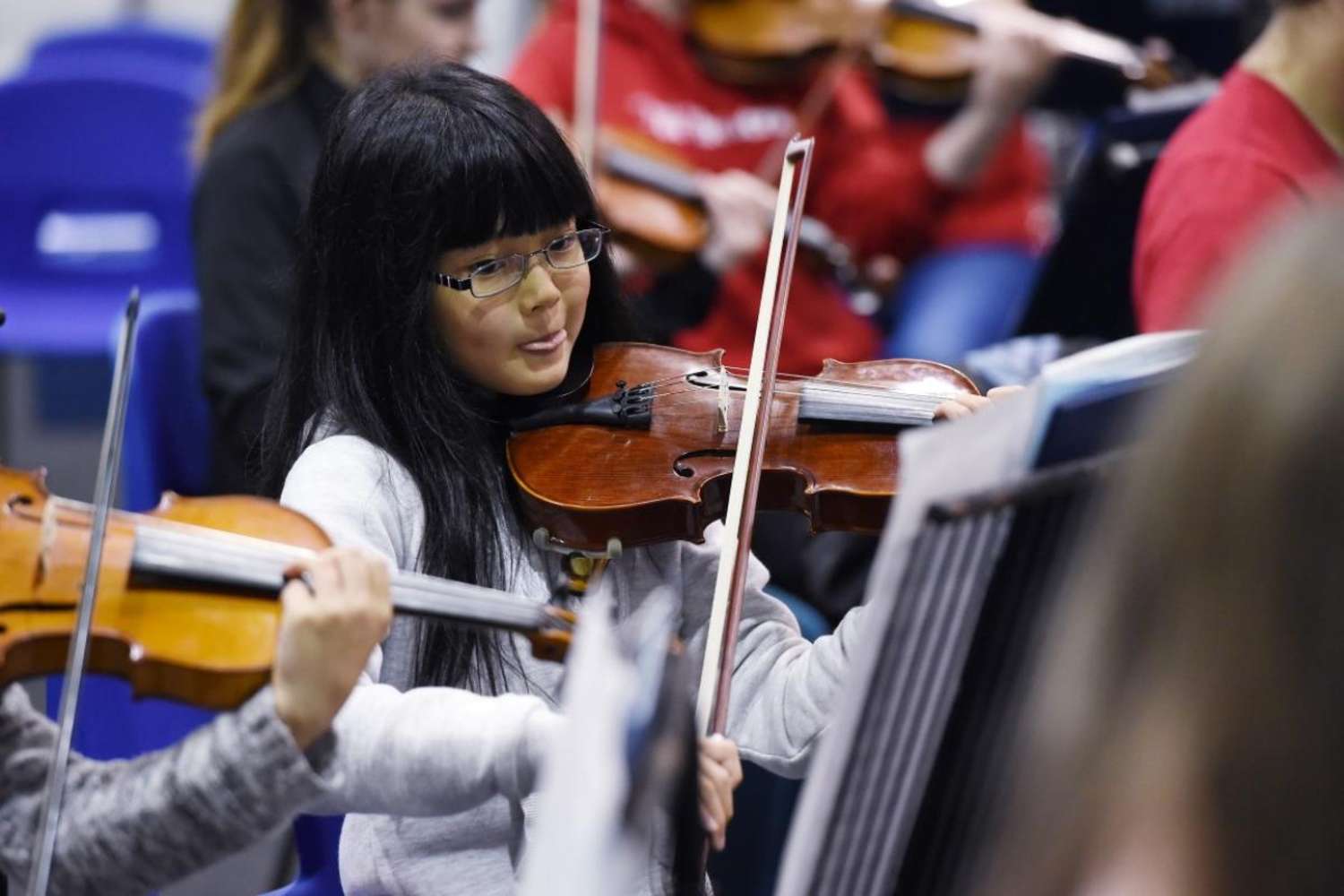 Full concentration required when rehearsing with NYOS Junior Orchestra