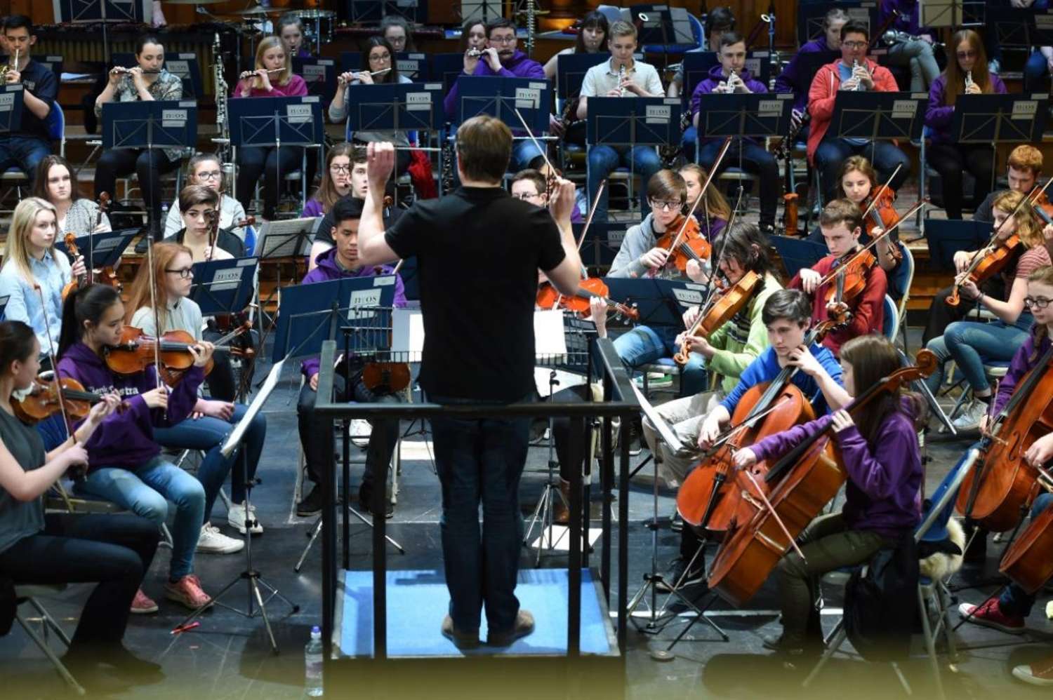 NYOS Senior Orchestra with conductor James Lowe during final rehearsals at Ayr Town Hall, 15/4/16