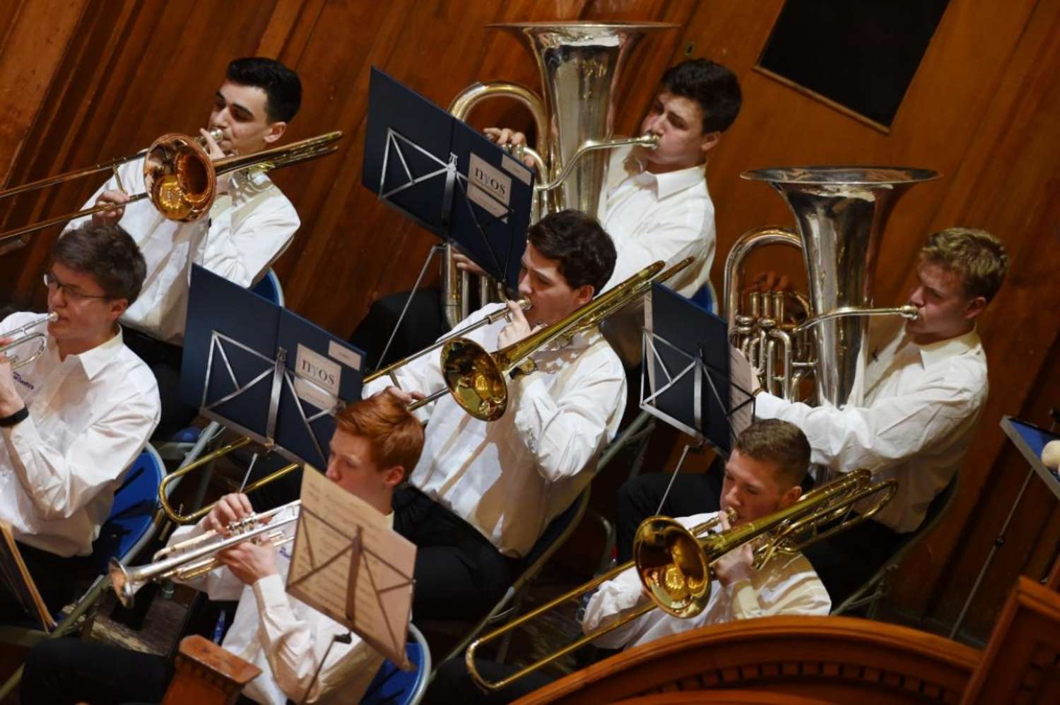 NYOS Senior Orchestra, brass section at Ayr Town Hall, 15/4/16