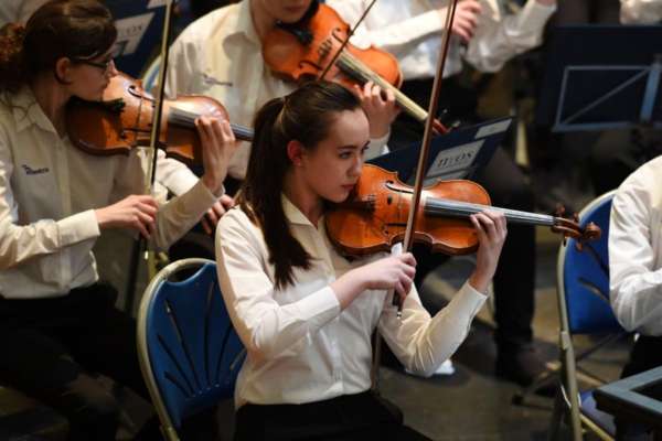 Leader of NYOS Senior Orchestra, Sophie Williams at Ayr Town Hall, 15/4/16