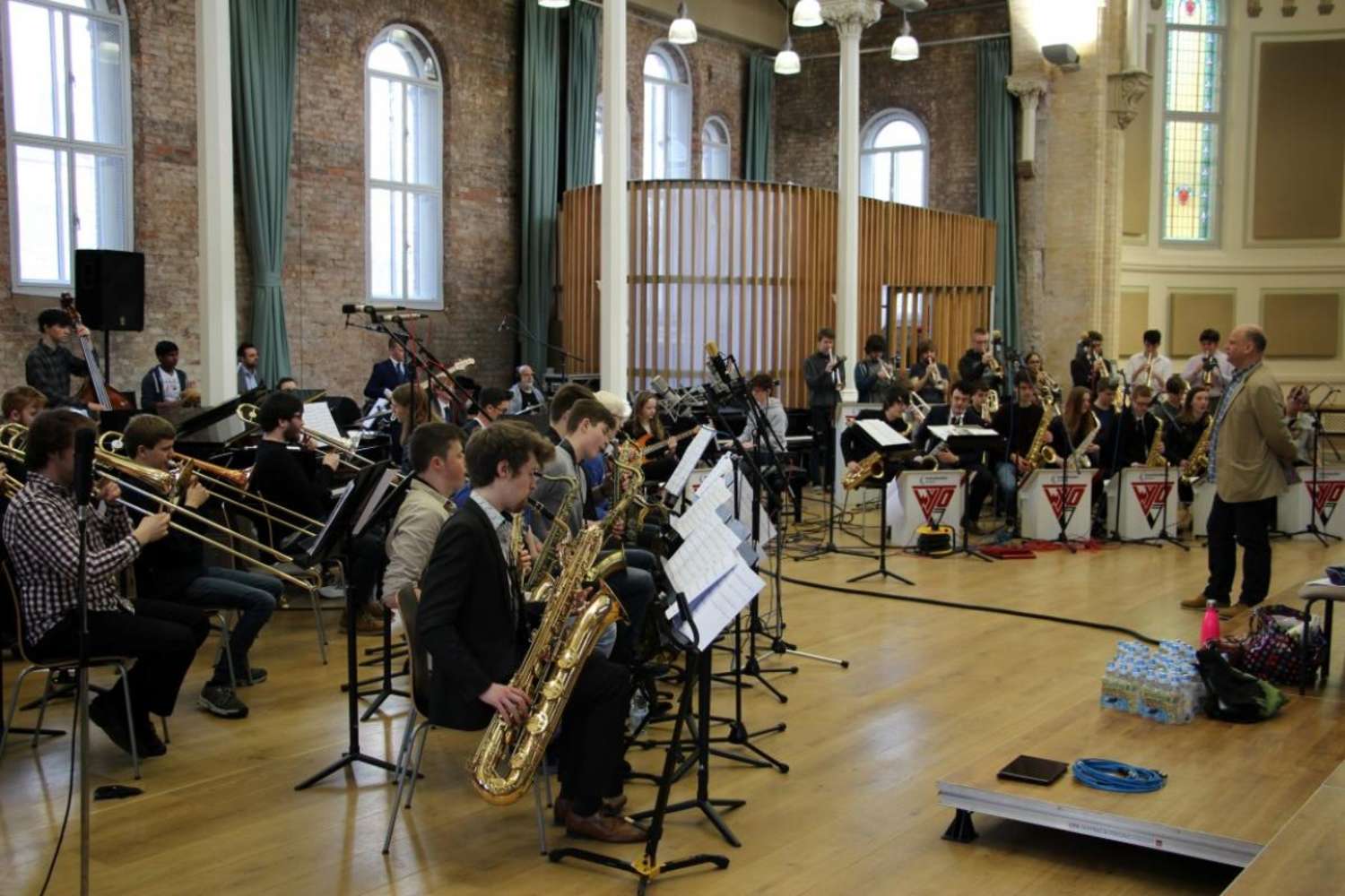 NYOS Jazz Orchestra & Wigan Youth Jazz Orchestra rehearsing ahead of the Double Big Band performance at HallÃ© St Peter's, Manchester