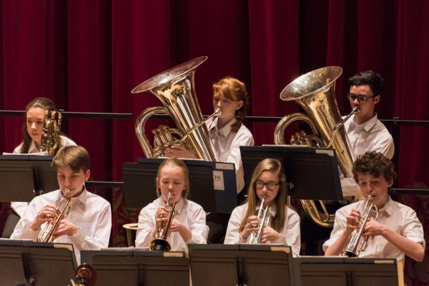 Brass section working hard at Stevenson Hall, Royal Conservatoire of Scotland, April 2017