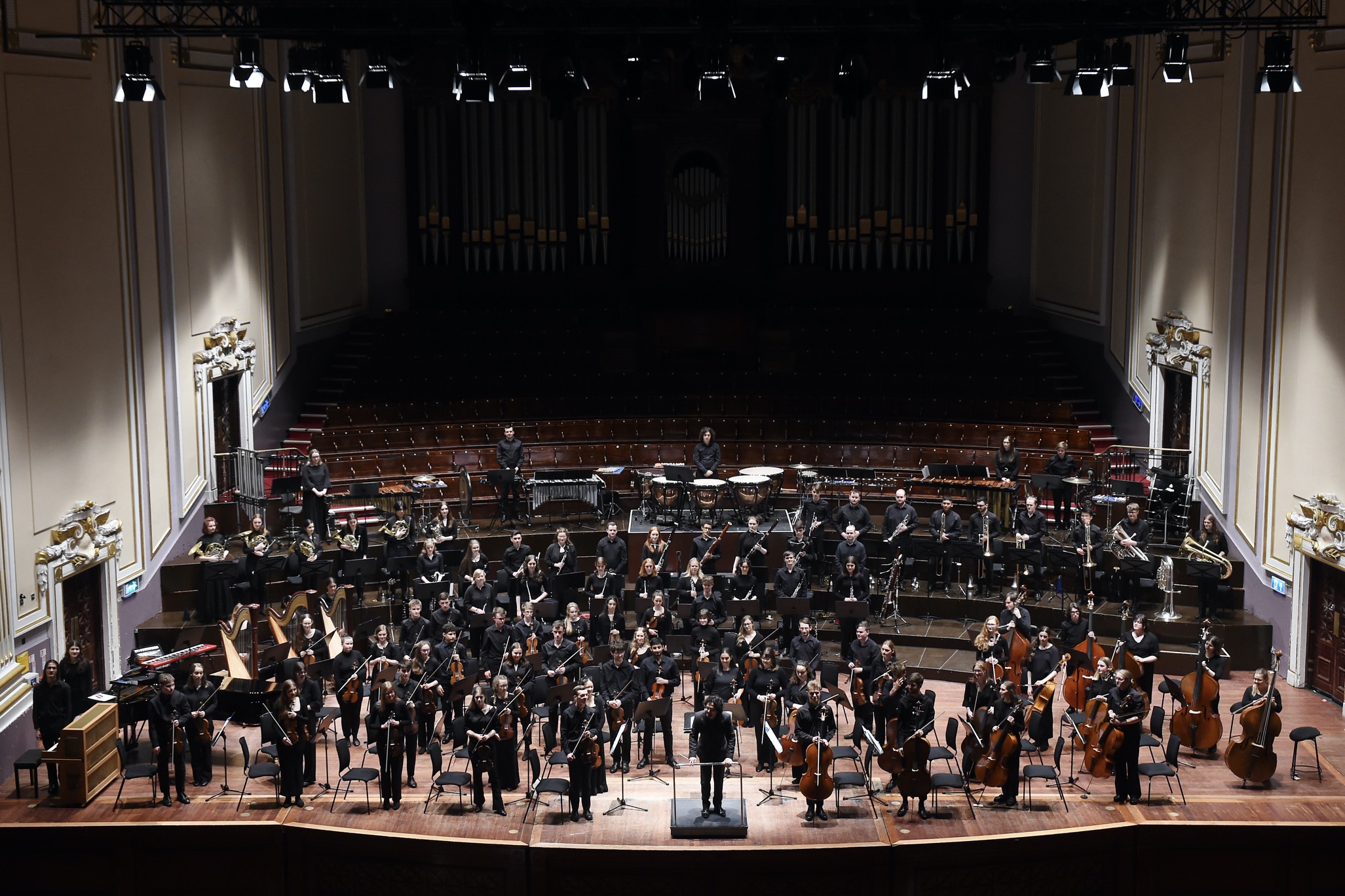 NYOS Symphony Orchestra on stage at the Usher Hall in Edinburgh, April 2022